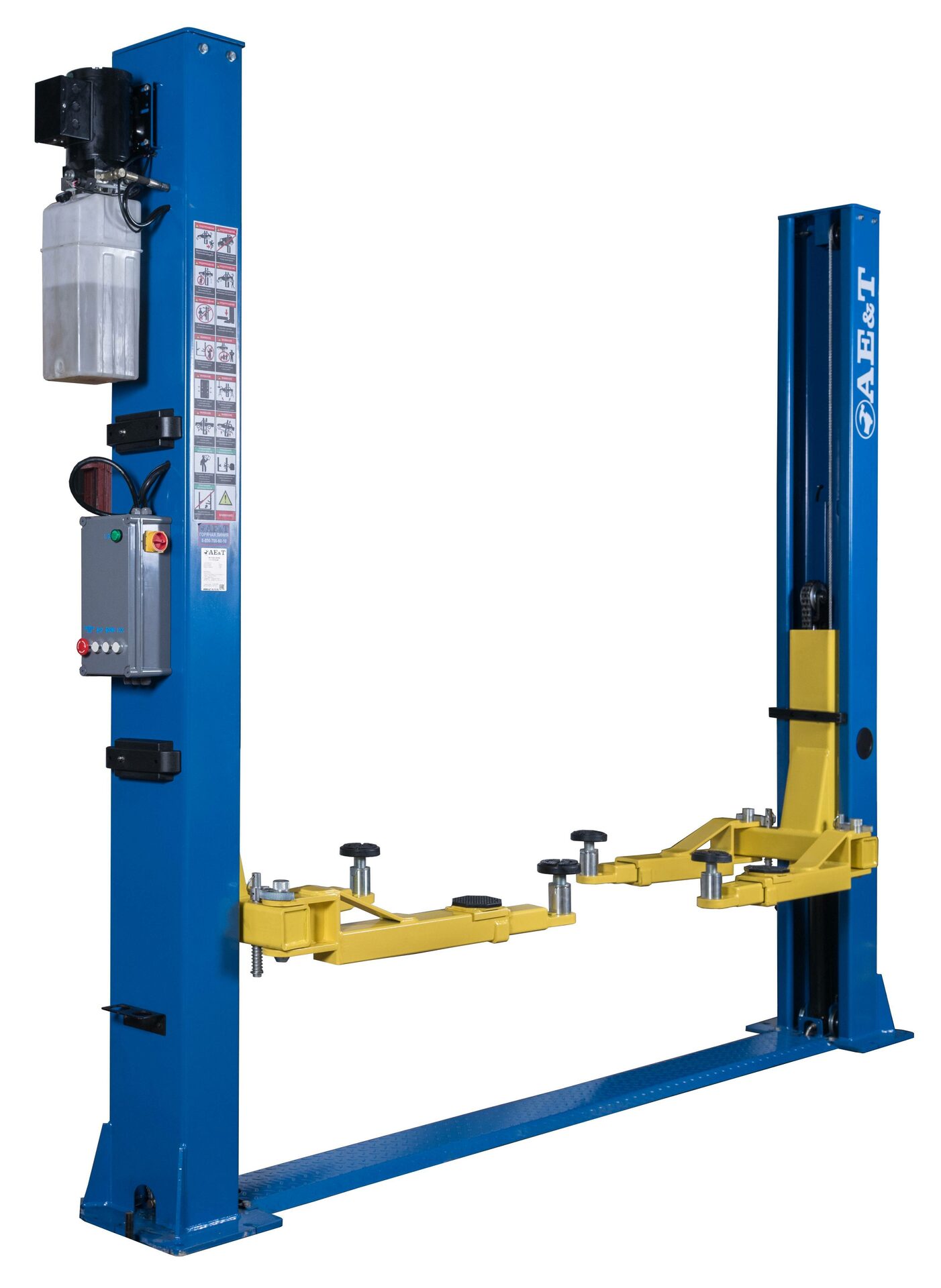 Подъемник двухстоечный AE&T T4B, 4т, электрогидравлический с электро блокировкой, 380В Подъемник двухстоечный AE&T T4B, 4т, электрогидравлический с электро блокировкой, 380В