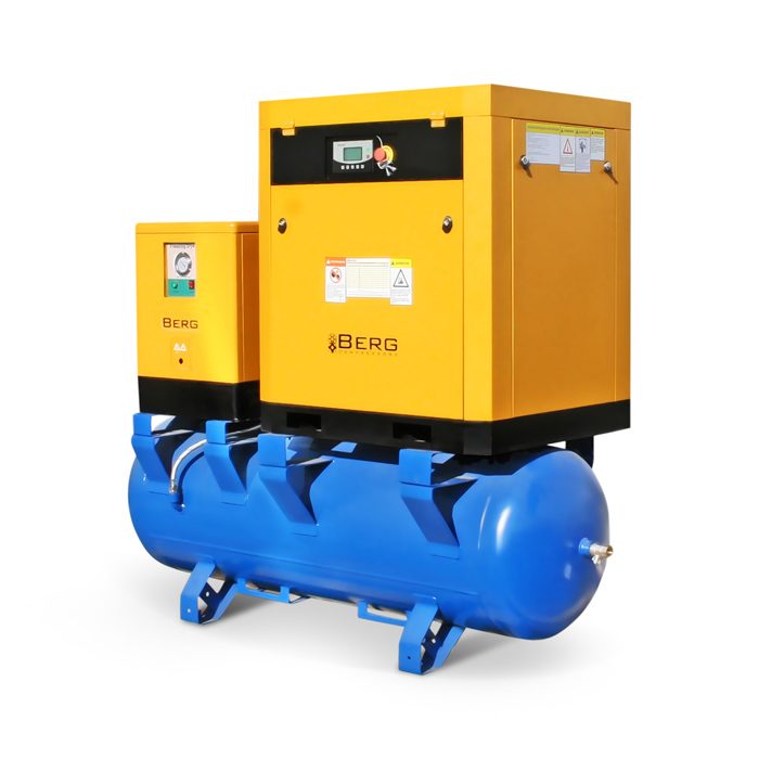 Винтовой компрессор BERG ВК-11РО-500 на ресивере с осушителем