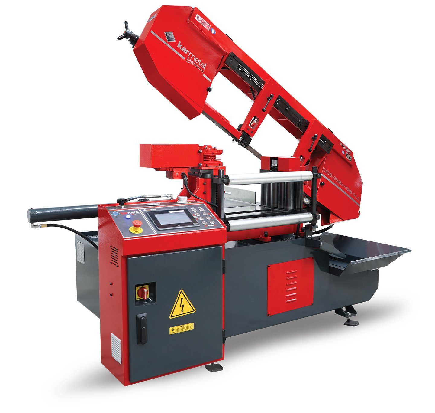 Автоматический консольный ленточнопильный станок KARMETAL ODG 350×400 PLC (резка под углом) Автоматический консольный ленточнопильный станок KARMETAL ODG 350×400 PLC (резка под углом)
