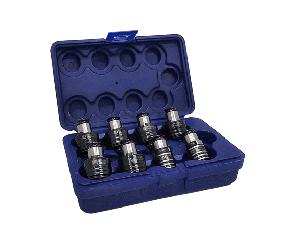 Набор резьбонарезных вставок Partner JIS-GT12, 9шт (М3,М4,М5,М6,М8,М10,М12,М14,М16) с предохранительной муфтой для машинных метчиков Набор резьбонарезных вставок Partner JIS-GT12, 9шт (М3,М4,М5,М6,М8,М10,М12,М14,М16) с предохранительной муфтой для машинных метчиков