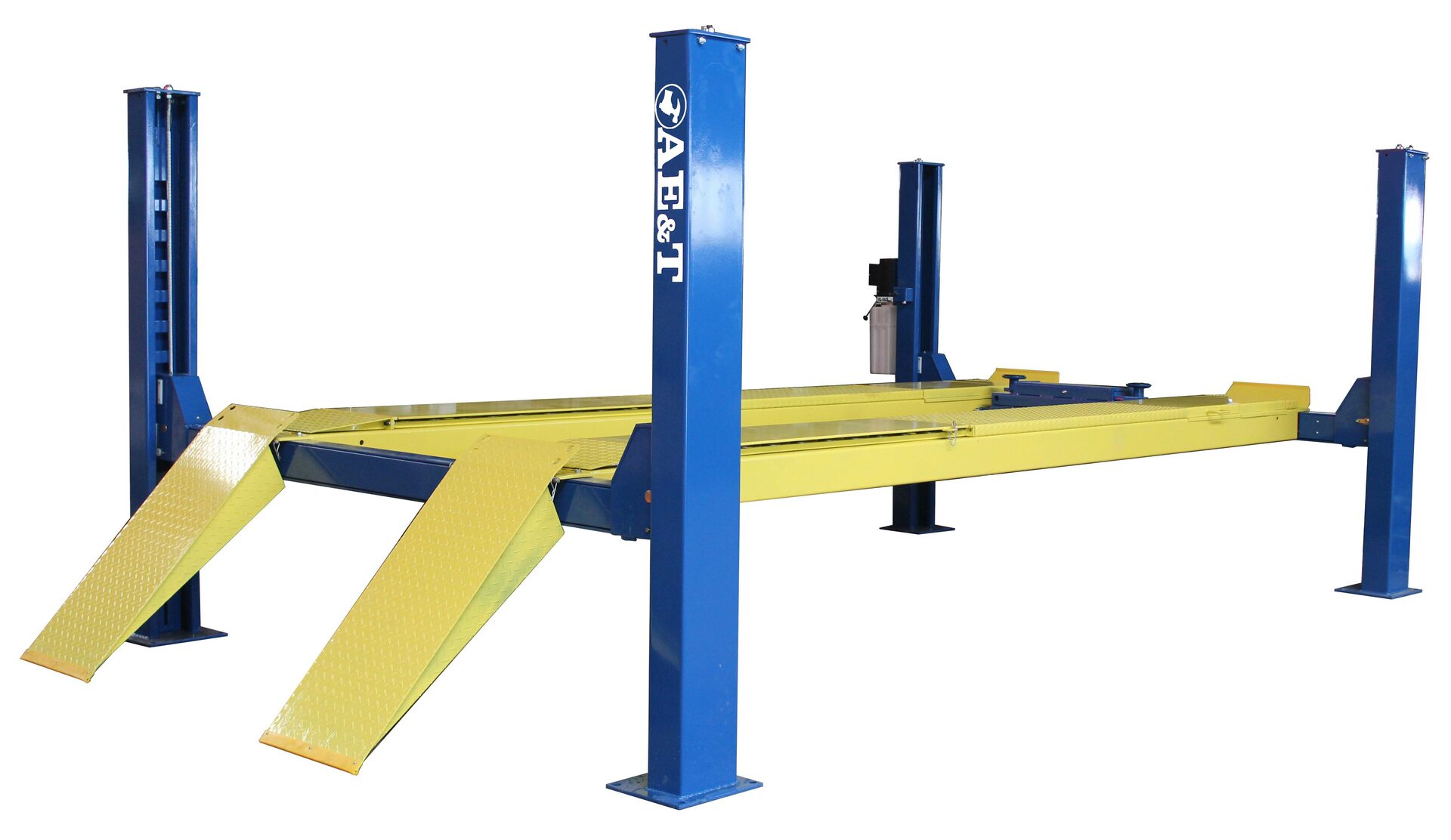 Подъемник четырехстоечный AE&T F5.5-4, 5,5т, для сход-развала, с траверсой 2.5т, 380В