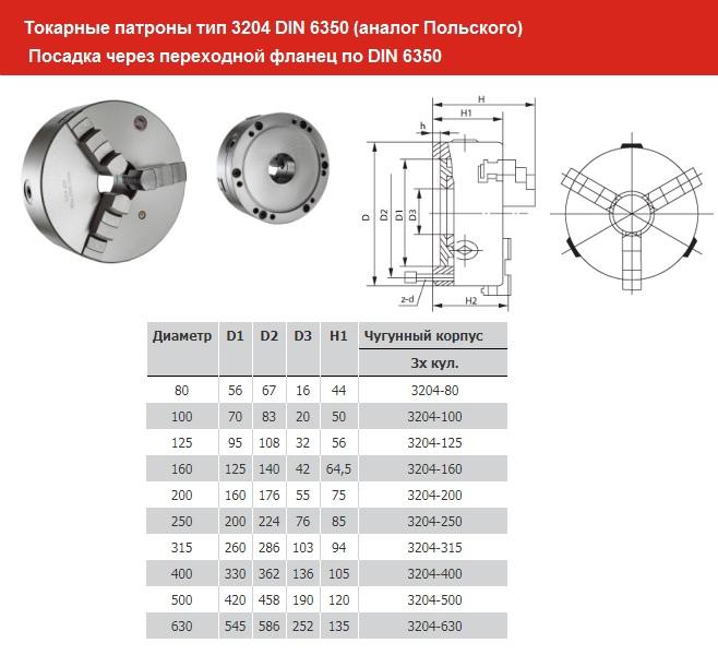 Патрон токарный d 100 мм 3-х кулачковый тип 3204 DIN 6350 (PS3-100) Патрон токарный d 100 мм 3-х кулачковый тип 3204 DIN 6350 (PS3-100)